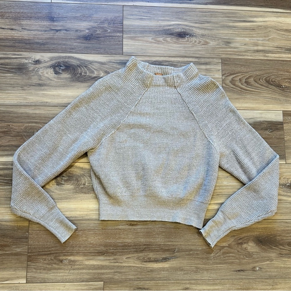 Free People Too Good Pullover Neutral Beige Extra Small Crewneck Pullover - Picture 3 of 10